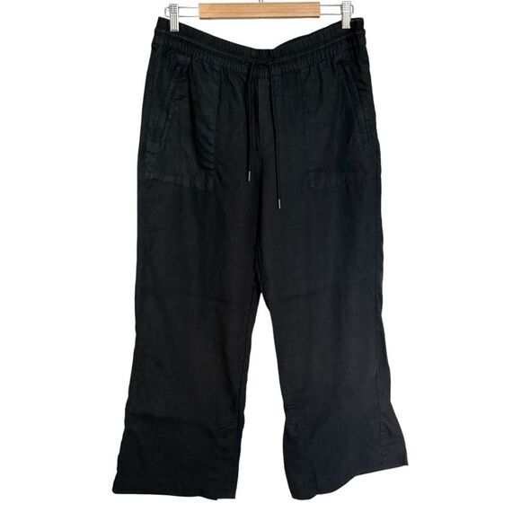 ATHLETA Retreat Wide Leg Linen Pant Size Medium Petite Black #851038 - Picture 3 of 7